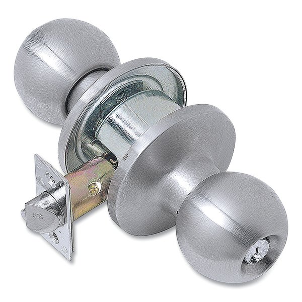 Tell Light Duty Commercial Storeroom Knob Lockset, Stainless Steel Finish CL101705